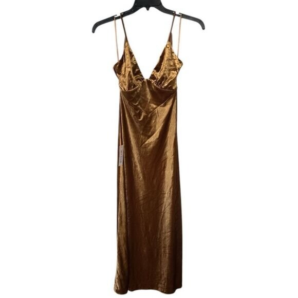Bardot Silky Bronze Capri Velour Slip Dress in Marigold Women's Size US 4 NWT - Picture 6 of 9